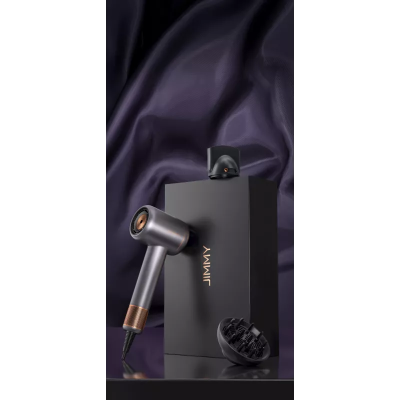 Asciugacapelli Jimmy F8 1600 W, 3 impostazioni di temperatura, funzione ioni, accessorio diffusore, grigio