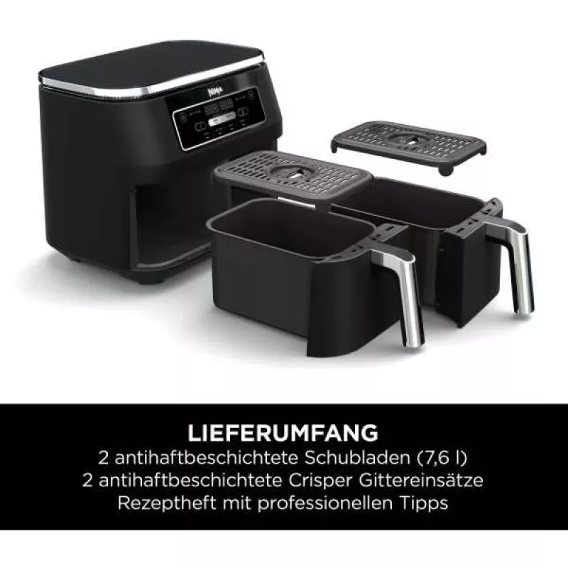 Ninja AF200EU friggitrice doppia 7,6 L stand-alone 2400 W friggitrice ad aria nera