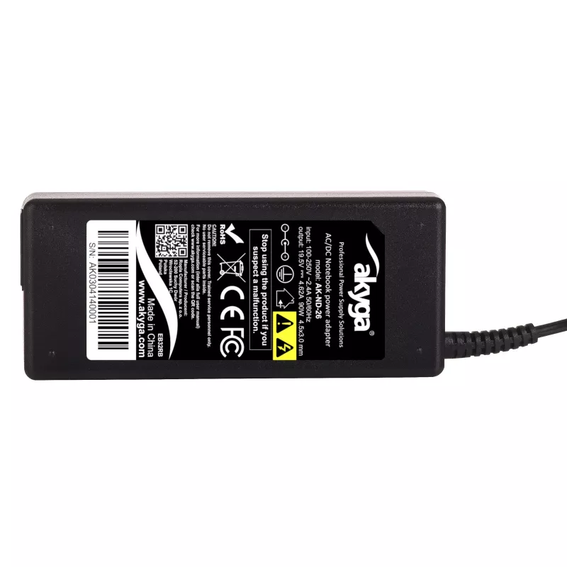 Alimentatore per laptop Akyga AK-ND-26 per HP, 90 W, 19,5 V, 4,62 A, 4,5 x 3,0 mm + pin