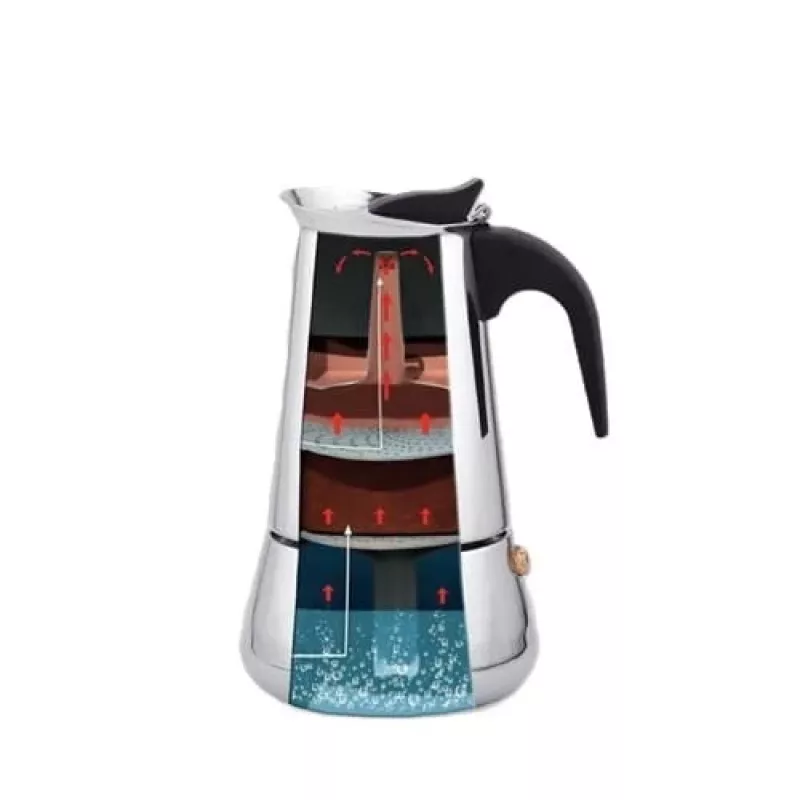 Caffettiera Moka pot Maestro MR-1660-9, macchina per caffè da piano cottura per 6 tazze, nero