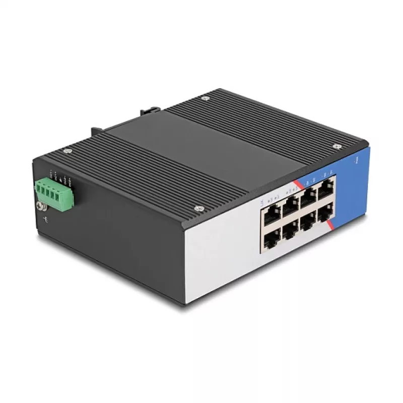 Switch Gigabit Ethernet DELOCK 80163, switch industriale 8 porte RJ45, unmanaged, case in metallo