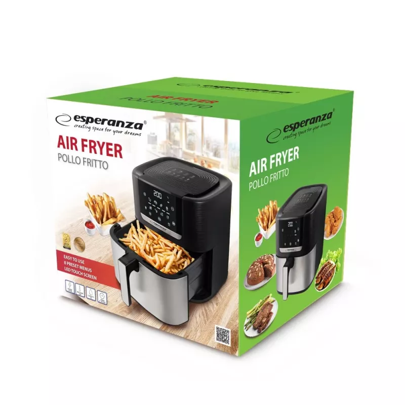 Esperanza EKA004 Pollo Fritto friggitrice senza grassi, 8 L, 1700 W, inox