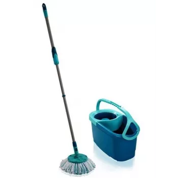 Secchio con sistema di lavaggio Leifheit Clean Twist Disc Mop — 20 L, testa dello spazzolone girevole a 360°, metallo e plastica, blu