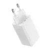 Caricabatterie da parete Baseus GaN5 Pro 65W — USB + 2×USB-C (QC3.0, PD3.0) con cavo USB-C 1m, bianco