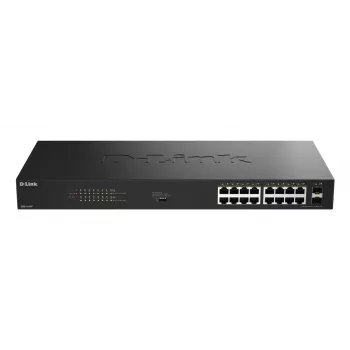 D-Link Switch PoE Gigabit unmanaged 18 porte DGS-1018P/E — 16 x Gigabit RJ-45, PoE (IEEE 802.3af/at), capacità di switching 36 Gbit/s
