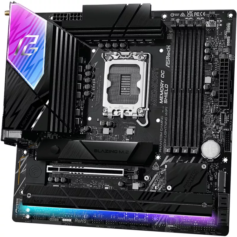 Scheda madre ASRock B860M Lightning WiFi — Intel B860, LGA1851, microATX, DDR5, 4 DIMM, Wi‑Fi 6E, 2.5Gb LAN, Thunderbolt 4