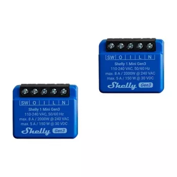 Interruttore smart Shelly 1 Mini Gen3 1P wireless 110-240V