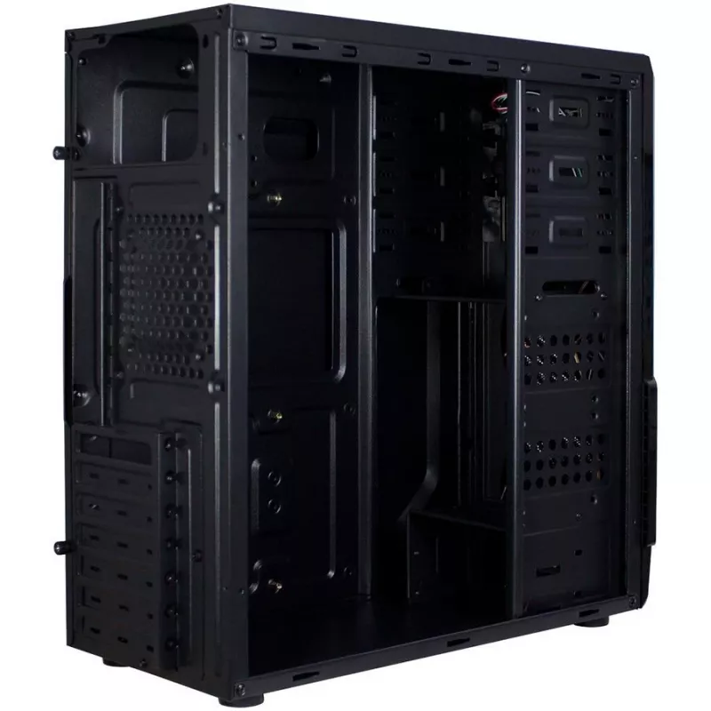Case INTER-TECH B-42 Black Midi Tower, ATX, 2xUSB2.0, striscia LED blu, alimentatore opzionale