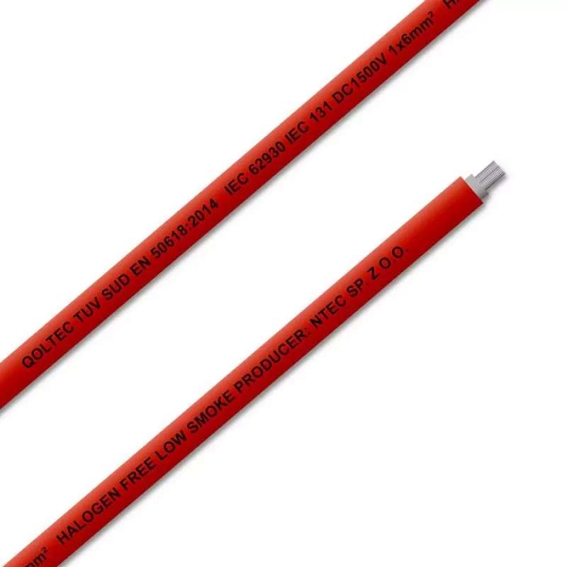 Cavo solare QOLTEC 53852 6 mm², rotolo da 100 m, rosso