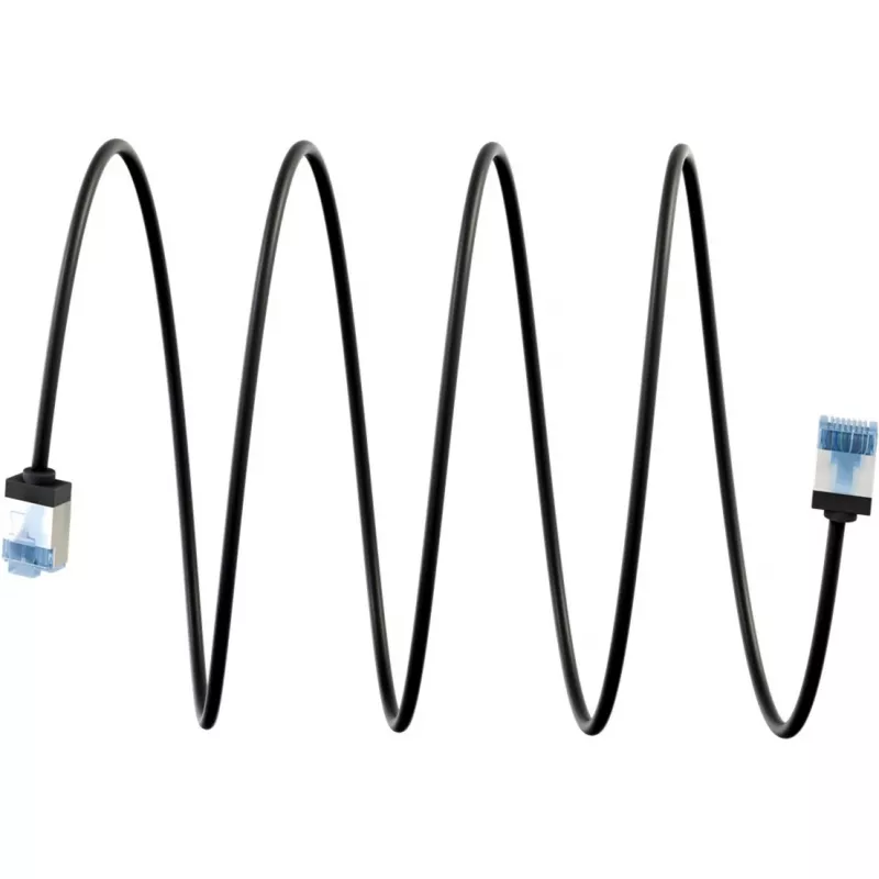 Goobay Cavo patch CAT 6A ultra-flessibile sottile U/FTP nero - connettore extra-corto (74320)