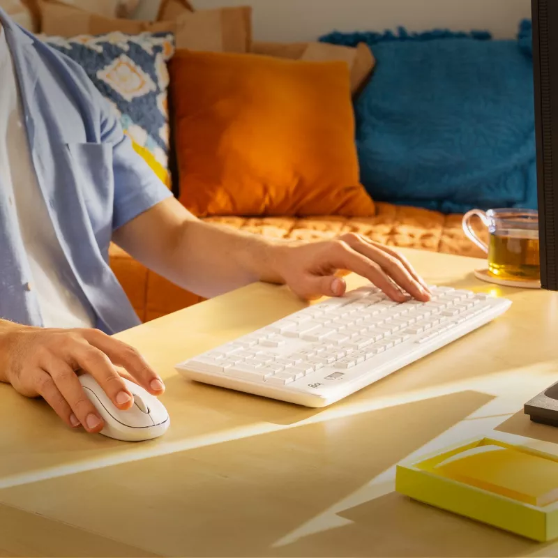Logitech MK295 set tastiera e mouse silenziosi, bianco, wireless via ricevitore USB, layout svizzero, 920-009872