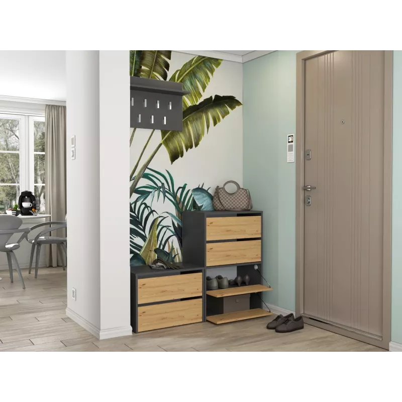 Scarpiera chiusa Top E-Shop MODO ANT/ART — antracite e rovere, truciolare