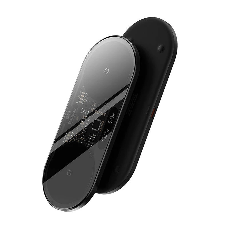 Baseus 2In1 20W Digital Led Display Headphones nero ricarica senza fili