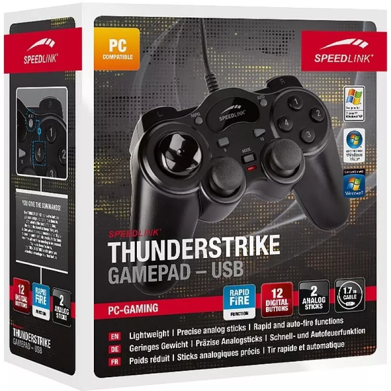 Speedlink THUNDERSTRIKE SL-6515-BK Gamepad per PC, nero