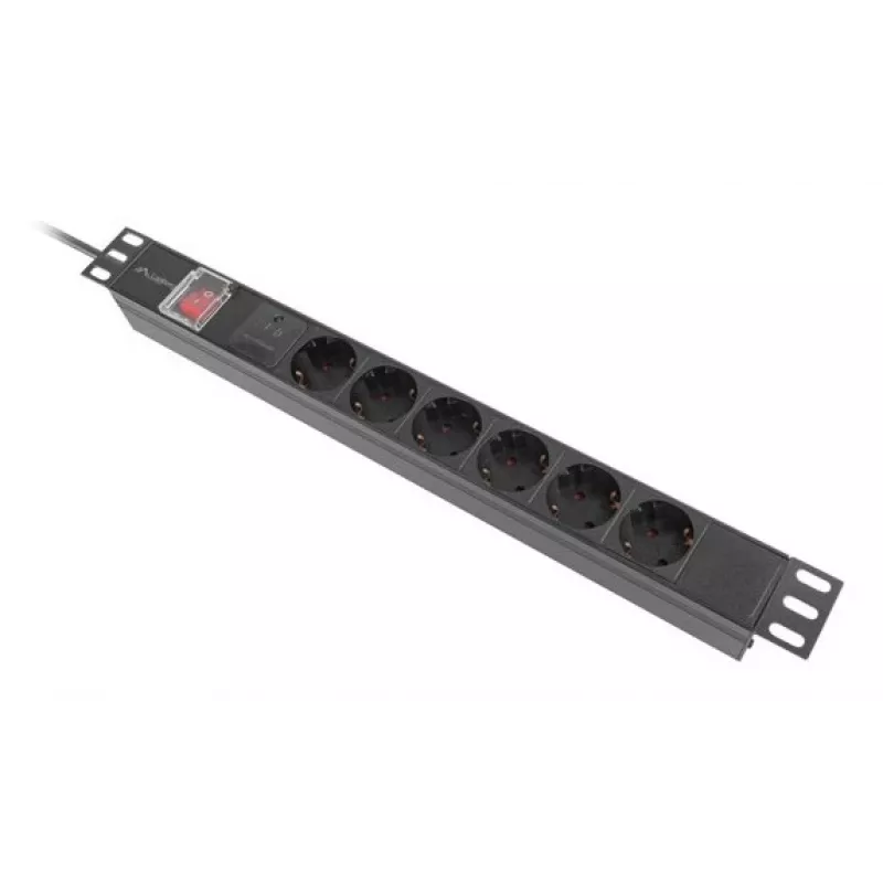 Rack PDU 19 pollici LANBERG PDU-06F-0200-IEC-BK 1U 10A 6× Schuko 2 m
