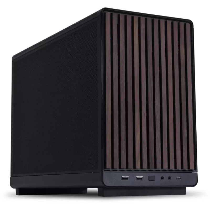 Case per PC Lian Li A3-mATX Micro Tower — Micro-ITX/Micro-ATX, Wood & nero, supporta alimentatori ATX/SFX/SFX-L
