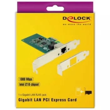 DeLock scheda PCI Express > 1 x Gigabit LAN - adattatore di rete - PCIe 2.1 low-profile - Gigabit Ethernet
