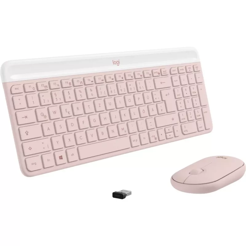 Logitech Slim Wireless Combo MK470 - set tastiera-mouse - wireless - 2,4 GHz - QWERTY - rosé (920-011314)