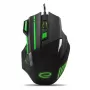 Mouse gaming con filo ESPERANZA EGM201G — per destrimani, ottico 2400 DPI, 7 tasti, USB Type-A, cavo 1,5 m, nero/verde