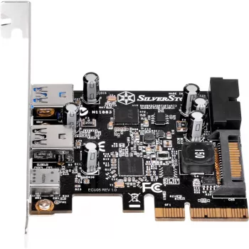 SilverStone ECU05 - adattatore USB - PCIe 2.0 x2 low profile - USB 3.1 Type-C x 1 + USB3.0 x 2 + USB3.0 (interno) x 2 (SST-ECU05)