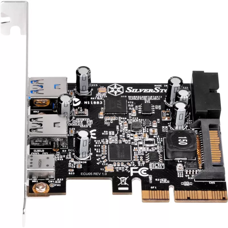 SilverStone ECU05 - adattatore USB - PCIe 2.0 x2 low profile - USB 3.1 Type-C x 1 + USB3.0 x 2 + USB3.0 (interno) x 2 (SST-ECU05)