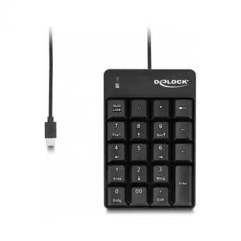 Tastierino numerico DeLOCK 12108 USB nero 19 tasti cavo 1,6 m