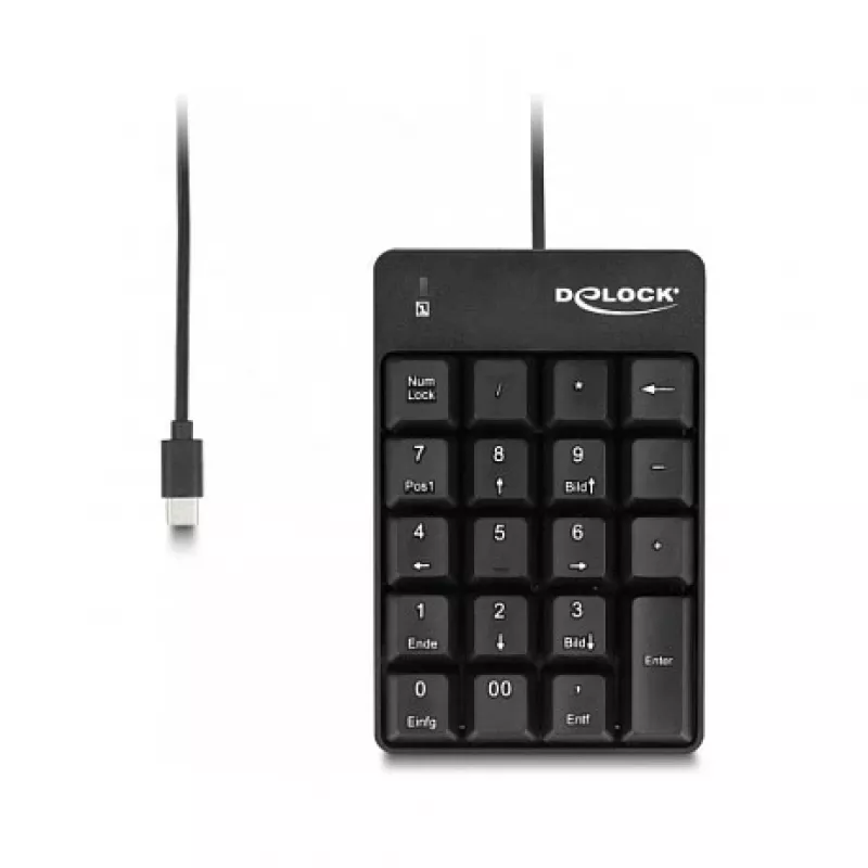 Tastierino numerico DeLOCK 12108 USB nero 19 tasti cavo 1,6 m