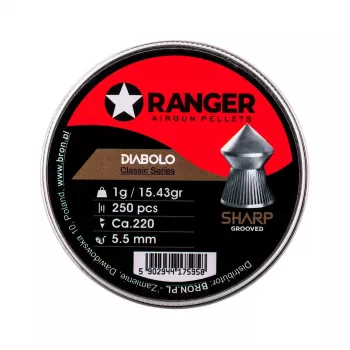 5,5 mm RANGER Diabolo Professional Sharp Grooved Point 250 pallini