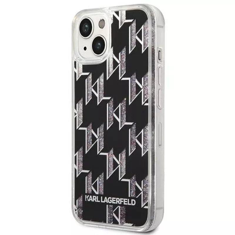 Karl Lagerfeld KLHCP14MLMNMK iPhone 14 Plus 6.7 custodia rigida nero / nero Liquid Glitter Monogram