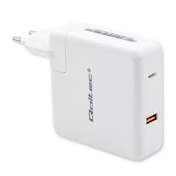 Qoltec caricabatterie GaN FAST 108W | 5-20V | 3-4.7A | USB C | bianco