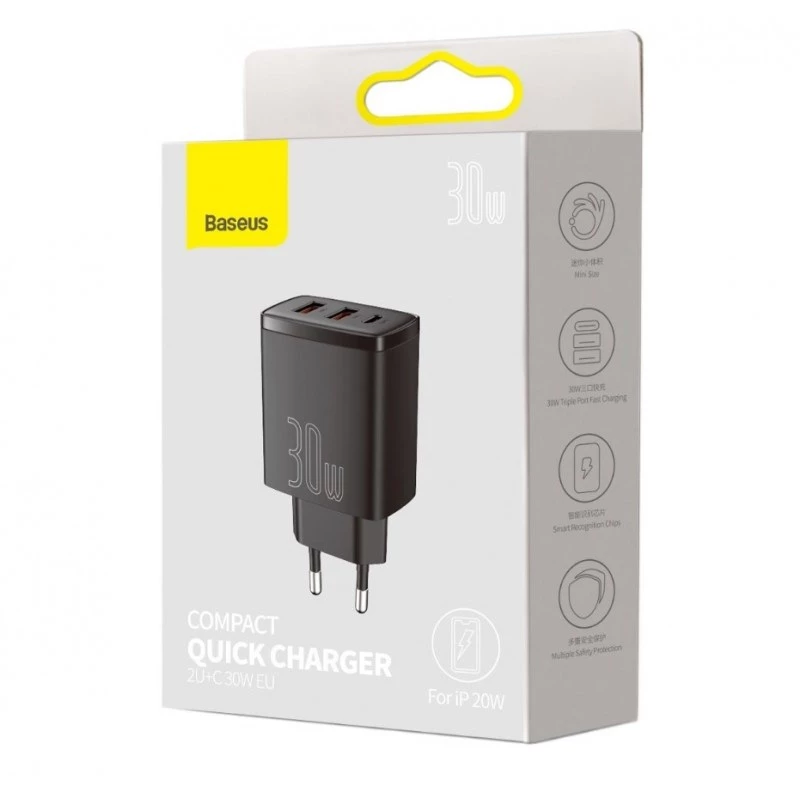 Baseus 30W Caricabatterie USB QC PD3.0 Type-C Caricabatterie rapido PD per iPhone 17 16 15 14 13 12 Pro Max Xiaomi Samsung