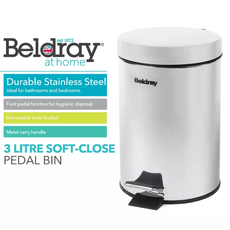 Pattumiera a pedale Beldray LA038098SSAFEU7 3 litri soft-close acciaio inox