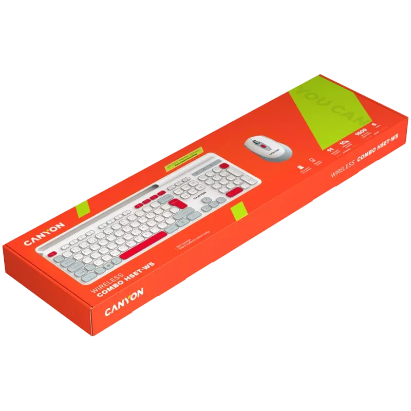 CANYON HSET-W5 EN tastiera+mouse AAA+AA wireless bianco