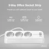 Ciabatta DIGITUS 3 prese con 2×USB-A e 1×USB-C, 3 prese AC tipo E/F, cavo 1,5 m, bianco