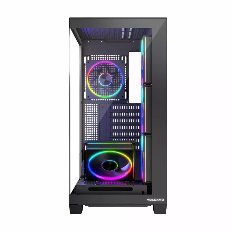 Case PC MODECOM Volcano Stellar 5F ATX Midi Tower, vetro temperato, 5 ventole preinstallate, USB‑C, supporta microATX/ATX, GPU max 420 mm, altezza dissipatore CPU 175 mm