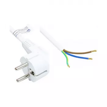 Cavo di alimentazione connettore Schuko tipo E+F (CEE 7/7, angolato) a estremità spelate, bianco, 0,75 mm², 1,5 m, Good Connections® (P0185-W015)