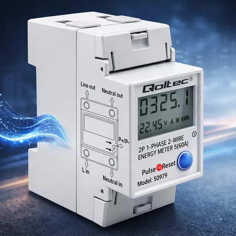 Contatore di energia QOLTEC monofase per guida DIN 230V (MPN 50979)