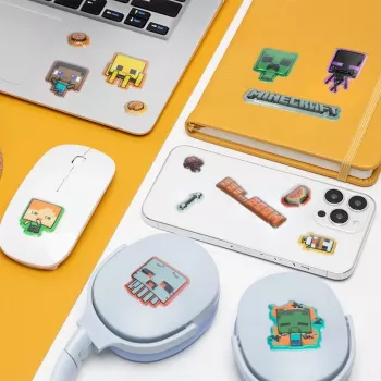 Adesivi decorativi gonfiati per dispositivi Paladone Minecraft Puffy Gadget Decals PP13218MCF
