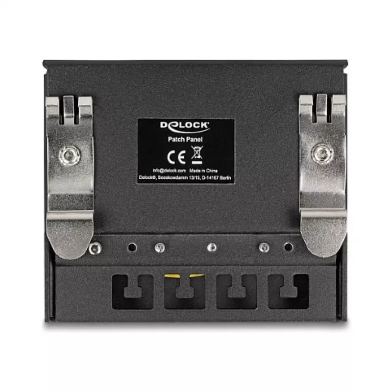Patch panel DELOCK mini desktop RJ45 4 porte Cat.6A schermato nero, metallo, 90×22×93 mm