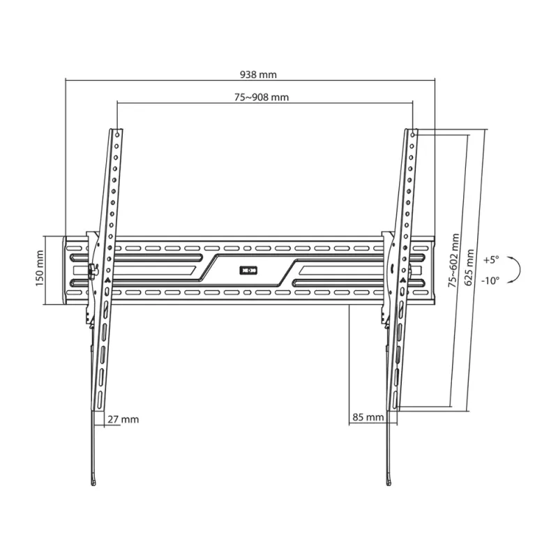 Supporto da parete/soffitto SBOX PLB-4269T-2 per display da 43–100 kg, piattaforma 900×600 mm