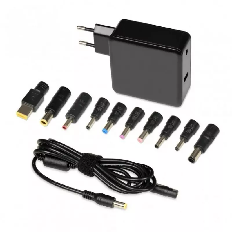 Alimentatore per laptop IBOX IUZ65WA, AC/DC automatico 100–240V → 18,5–20,5V, 65W, 1×USB, nero