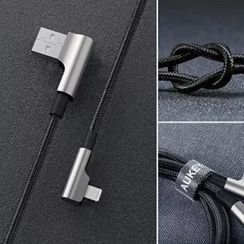 CB-AL01 Black Oem cavo in nylon USB Lightning 2m connettori a 90 gradi C