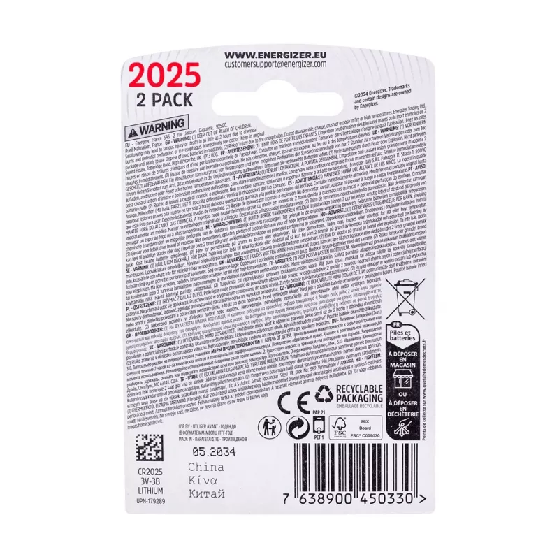 Batteria ENERGIZER SPECIALIZED CR2025/2, 3V, ECO