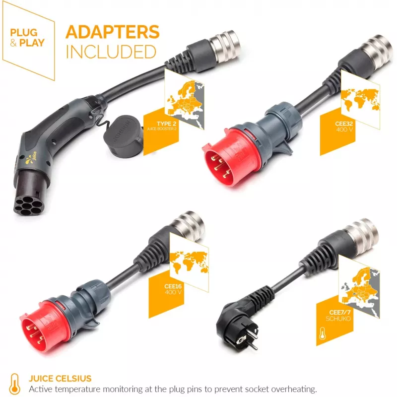 Juice Technology JUICE BOOSTER 2 Traveller Plus EV Set (EU) (antracite/nero, 1,4 - 22 kW, cavo 3,1 metri)