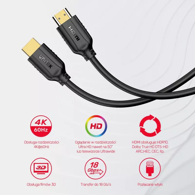 Unitek C11079BK-1.5M cavo HDMI 2.0, 4K 60 Hz, HDMI tipo A maschio-maschio, 1,5 m, nero