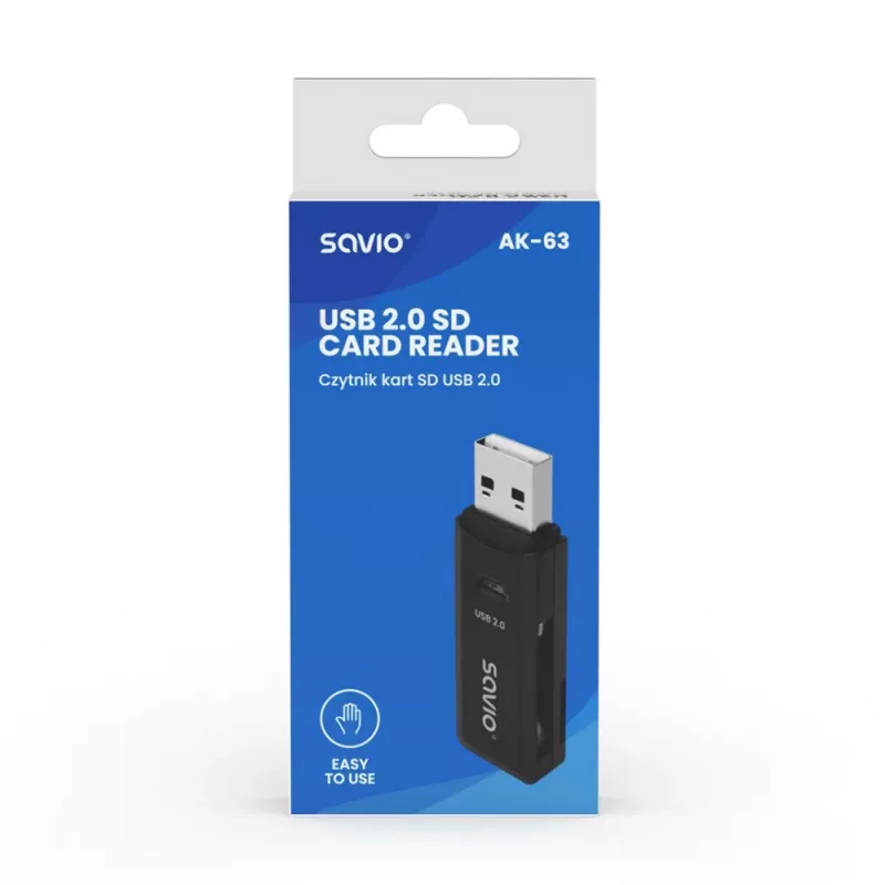 Lettore di schede SD, USB 2.0, 480 Mbit/s, AK-63 Savio SAVAK-63