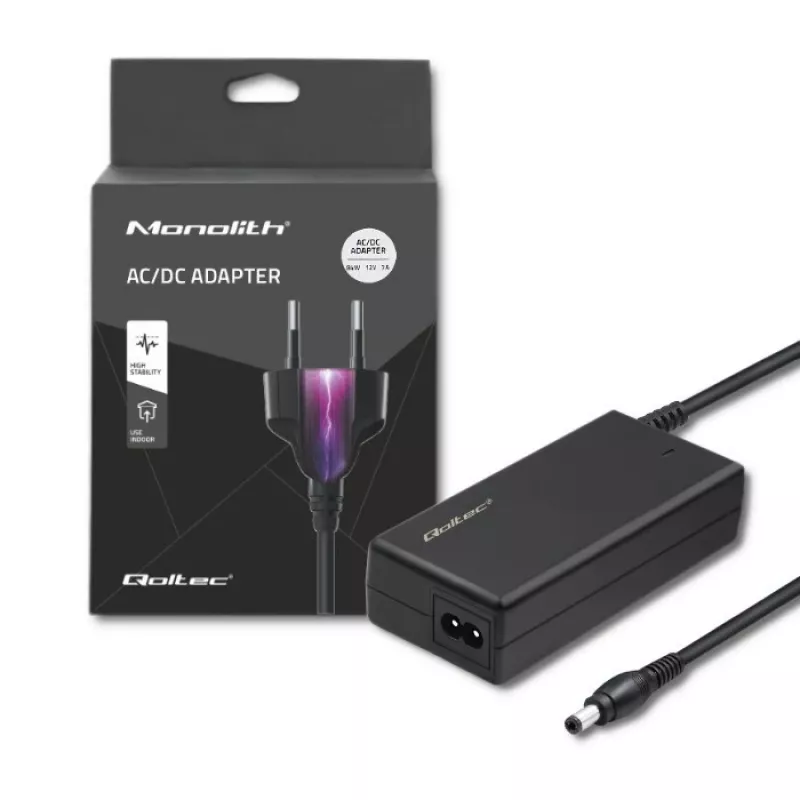 Qoltec 84W alimentatore desktop | 12V | 7A | 5,5*2,5 | +cavo di alimentazione