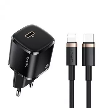 Caricabatterie usams 1x USB-C T36 + Lightning PD — caricabatterie PD compatto con USB-C e Lightning