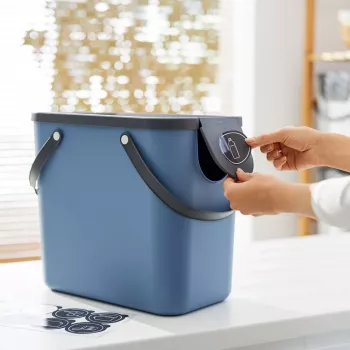 Contenitore per rifiuti rotho Albula 25 L rettangolare, tecnopolimero, blu, 400×340×235 mm
