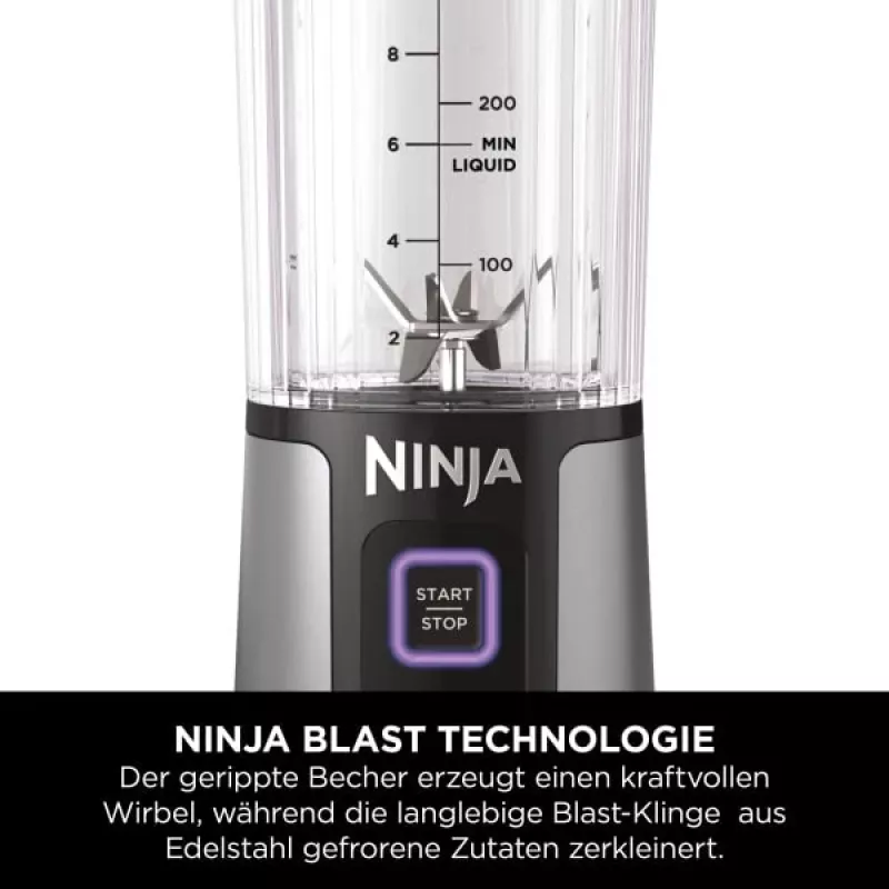 Frullatore sportivo Ninja BC151EUBK — contenitore da 0,53 L, 14,4 W, batteria, Ice-Crush, nero